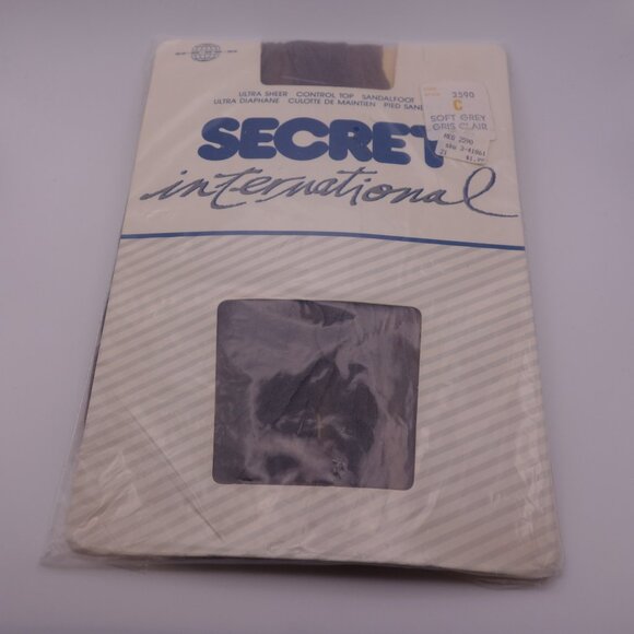 SECRET international Ultra Sheer Control Top Sandalfoot Soft Grey Pantyhose - Picture 1 of 13